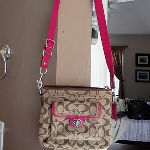 Coach Stylish Tan and Pink Women's Bag